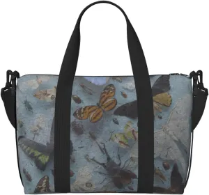 Butterfly and Beetle Travel Bag for Women Men Weekender Bags Carry on Overnight Bag Tote Bag Yoga Gym Bag for Gym, Work, Travel, Weekend, Personal Items