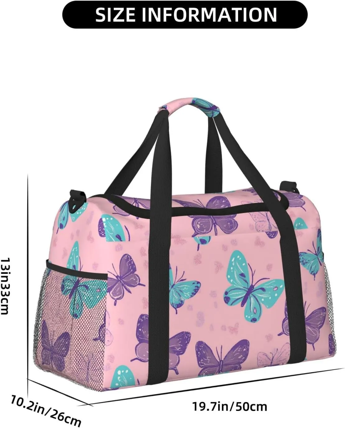 Butterfly Blue Purple Duffle Bag Foldable Travel Tote Bag Carry On Large Weekender Overnight Bags Waterproof Gym Bag For Women Men