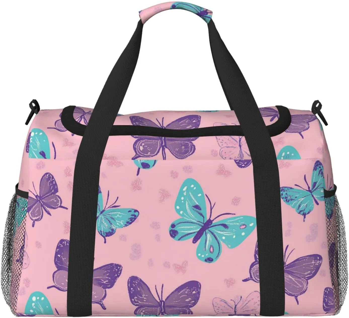 Butterfly Blue Purple Duffle Bag Foldable Travel Tote Bag Carry On Large Weekender Overnight Bags Waterproof Gym Bag For Women Men