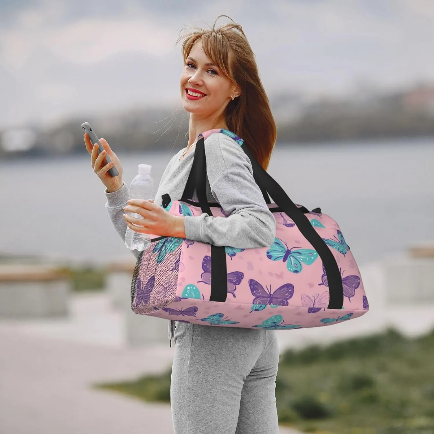Butterfly Blue Purple Duffle Bag Foldable Travel Tote Bag Carry On Large Weekender Overnight Bags Waterproof Gym Bag For Women Men
