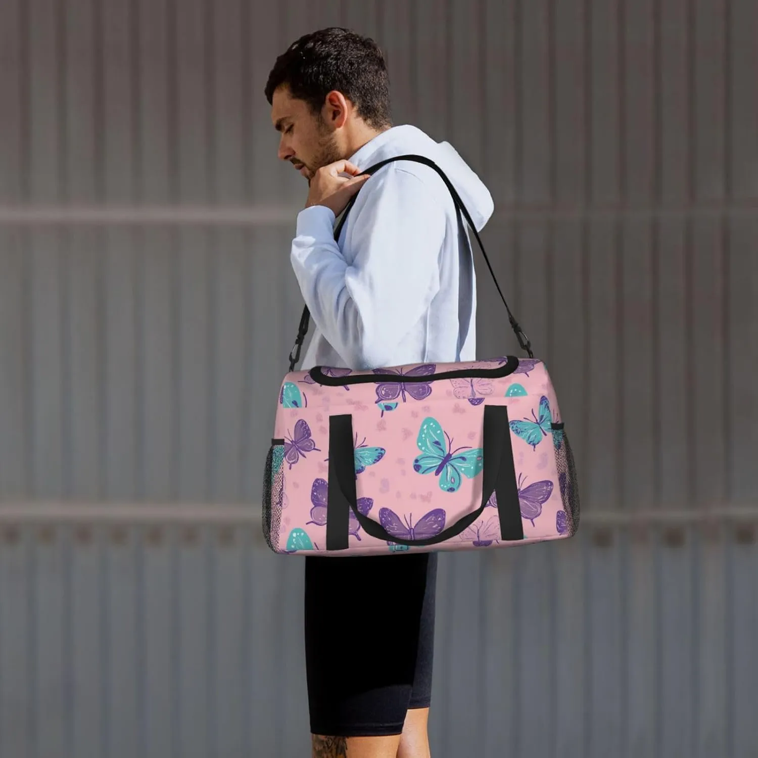 Butterfly Blue Purple Duffle Bag Foldable Travel Tote Bag Carry On Large Weekender Overnight Bags Waterproof Gym Bag For Women Men