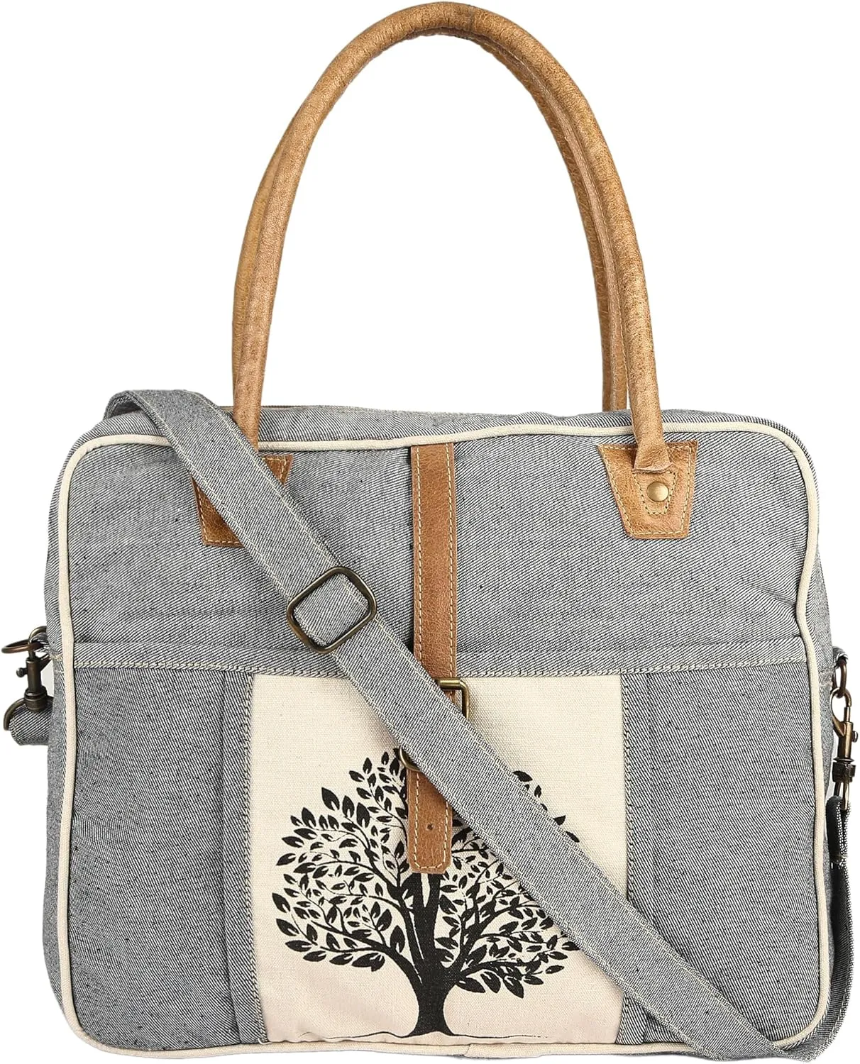 Butterfly Canvas Hand Bag | Canvas Messenger Bag & Cowhide Tote crossbody Bag with pockets, Zipper Closure for Women