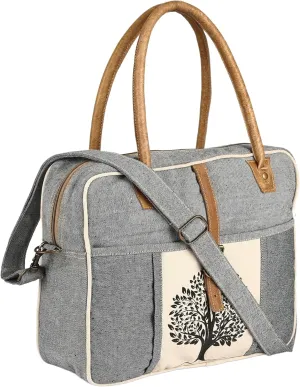 Butterfly Canvas Hand Bag | Canvas Messenger Bag & Cowhide Tote crossbody Bag with pockets, Zipper Closure for Women