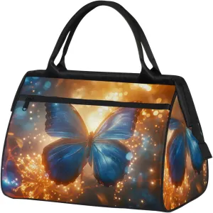 Butterfly Glitter Gym Bag for Women Men Travel Sports Duffel Bag with Trolley Sleeve Waterproof Sports Gym Bag Weekender Overnight Bag Carry On Tote Bag for Travel Gym Sport-k