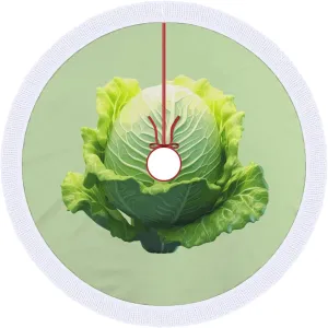 Cabbage Christmas Tree Skirt with Tassels Tree Mat for Xmas Festive Holiday Decoration 48"x48"