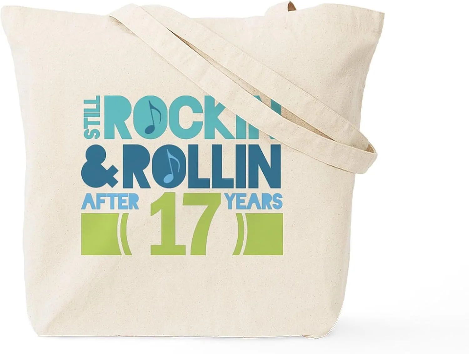 CafePress 17Th Anniversary Rock N Roll Tote Bag Reusable Natural Beige Canvas Shopping Bag
