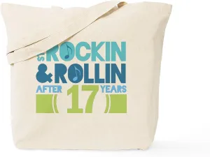 CafePress 17Th Anniversary Rock N Roll Tote Bag Reusable Natural Beige Canvas Shopping Bag