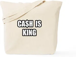 CafePress Cash Is King Tote Bag Natural Canvas Tote Bag, Reusable Shopping Bag