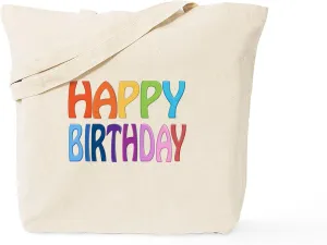 CafePress Happy Birthday Happy Tote Bag Natural Canvas Tote Bag, Reusable Shopping Bag