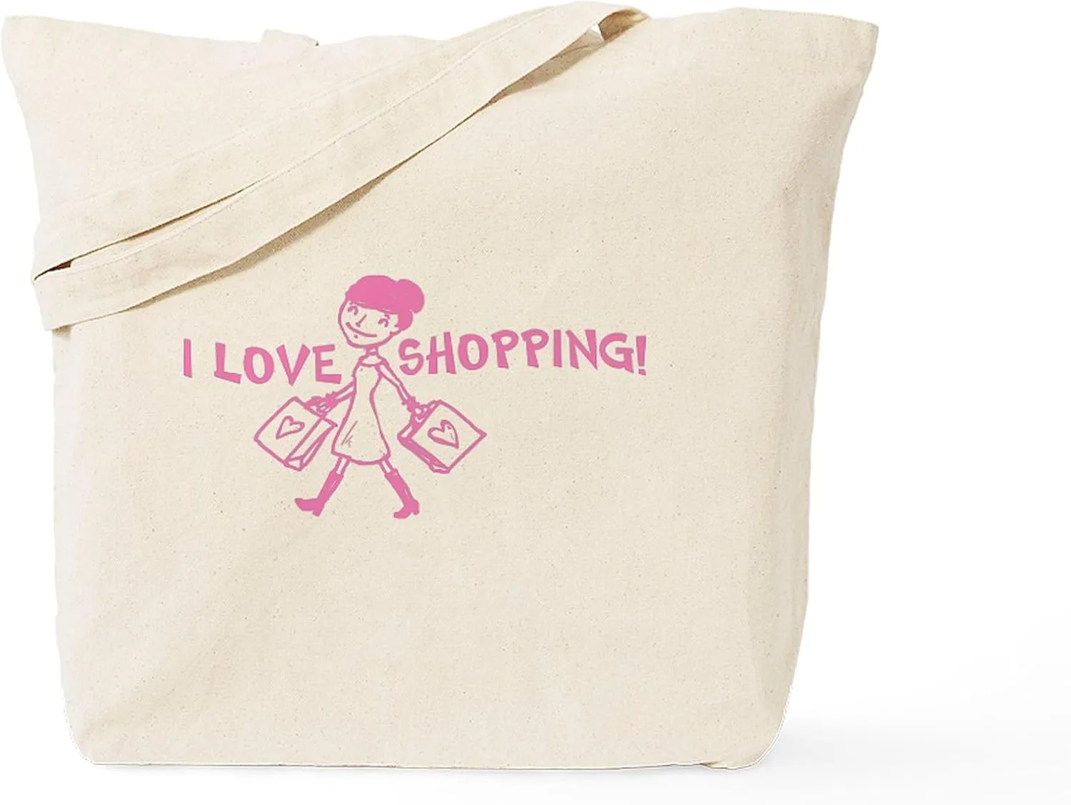 CafePress I Love Shopping Tote Bag Reusable Natural Beige Canvas Shopping Bag