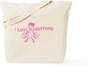 CafePress I Love Shopping Tote Bag Reusable Natural Beige Canvas Shopping Bag