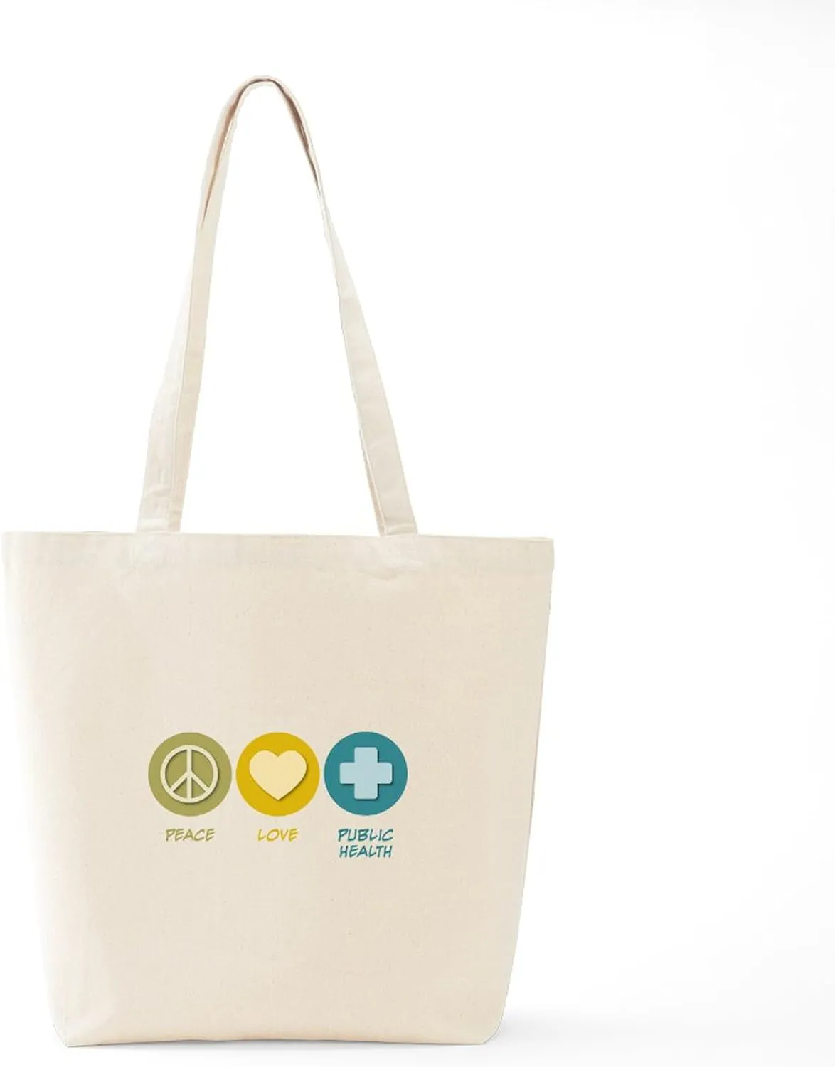 CafePress Peace Love Public Health Tote Bag Natural Canvas Tote Bag, Reusable Shopping Bag