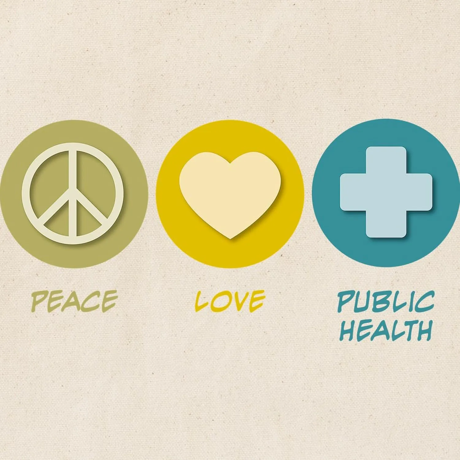 CafePress Peace Love Public Health Tote Bag Natural Canvas Tote Bag, Reusable Shopping Bag