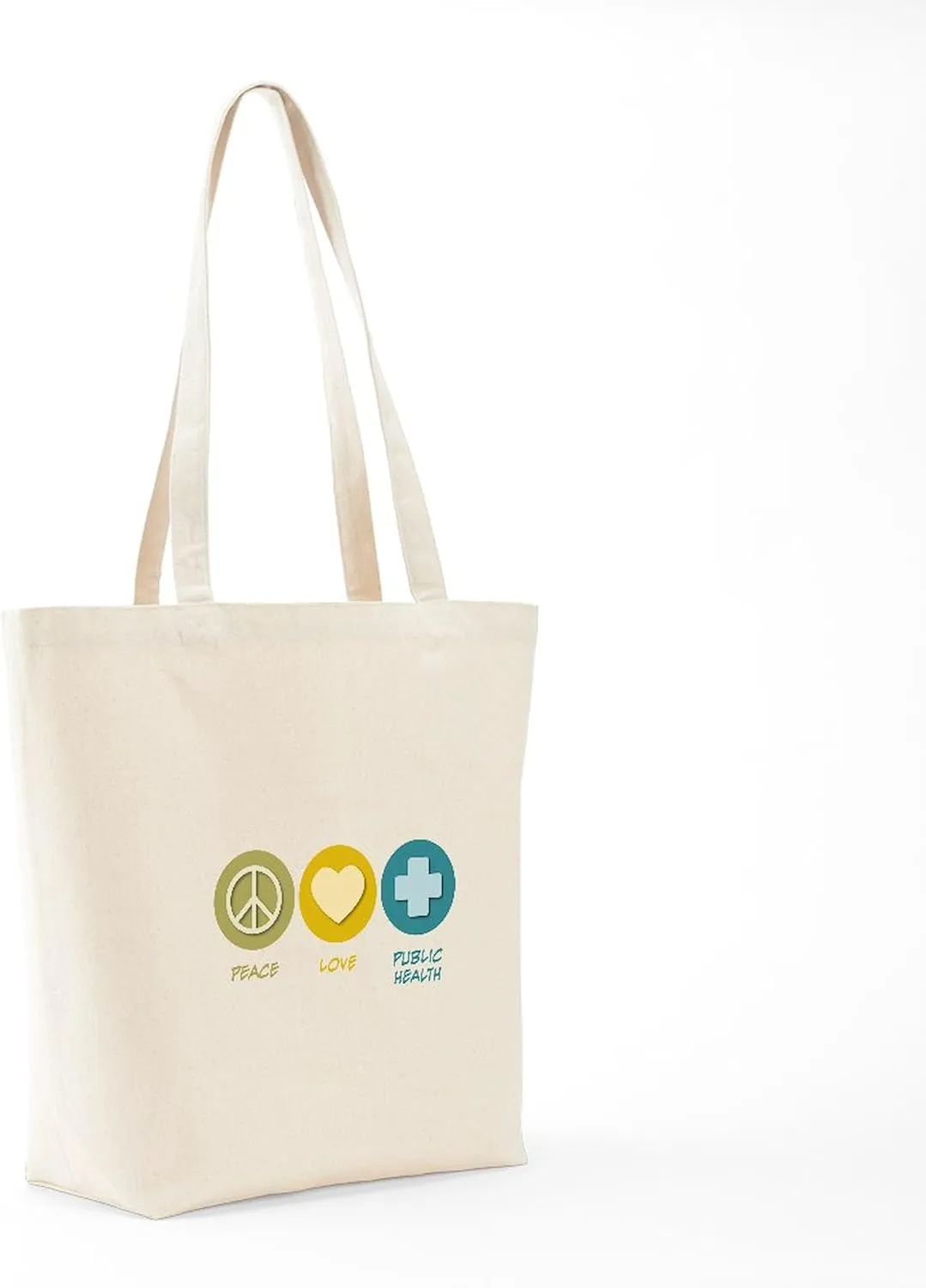 CafePress Peace Love Public Health Tote Bag Natural Canvas Tote Bag, Reusable Shopping Bag