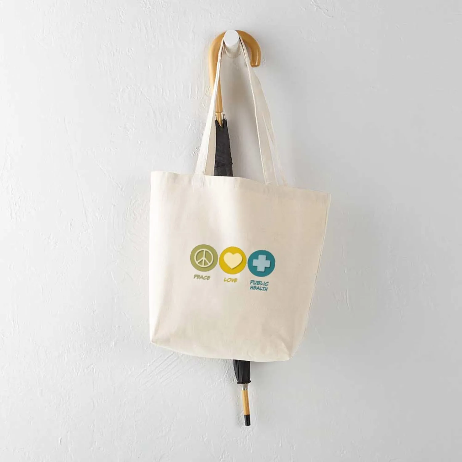 CafePress Peace Love Public Health Tote Bag Natural Canvas Tote Bag, Reusable Shopping Bag