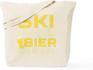 CafePress Skier Ski Team Skiing Beer Lover Drinking Tote Bag Reusable Natural Beige Canvas Shopping Bag