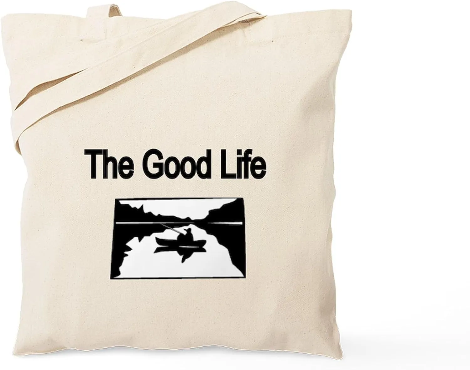 CafePress The Good Life. (Fisherman On The Lake) Tote Bag Reusable Natural Beige Canvas Shopping Bag