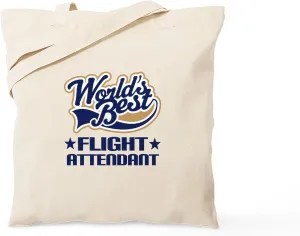 CafePress Worlds Best Flight Attendant Tote Bag Reusable Natural Beige Canvas Shopping Bag