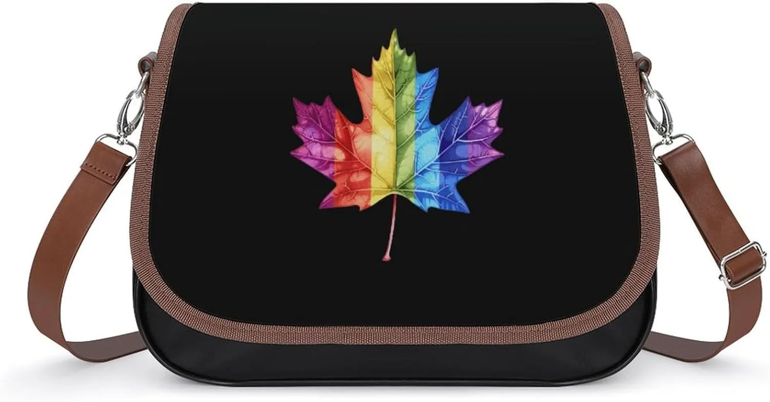 Canada Leaf LGBT Prideful Crossbody Bags for Women Trendy Shoulder Satchel Purses Messenger Bag