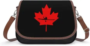Canadian Kayaking Canada Leather Crossbody Bags for Women Travel Shoulder Backpack Messenger Bag Adjustable Shoulder Strap