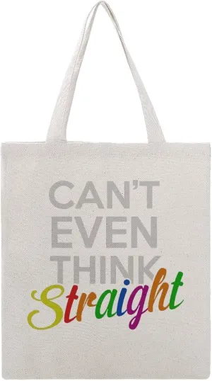 Can't Even Think Straight Lgbt Tote Bag Canvas Handbags Large Shoulder Bag Shopping Grocery Bags for Work Travel Shopping