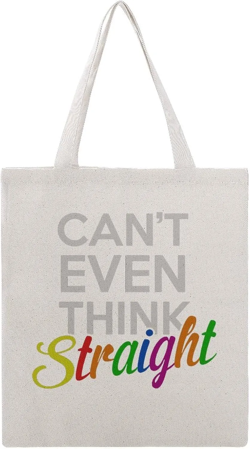 Can't Even Think Straight Lgbt Tote Bag Canvas Handbags Large Shoulder Bag Shopping Grocery Bags for Work Travel Shopping