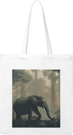 Canvas Aesthetic Tote Bag for Women Handbag Forest Elephant Reusable Grocery Bags with Handles