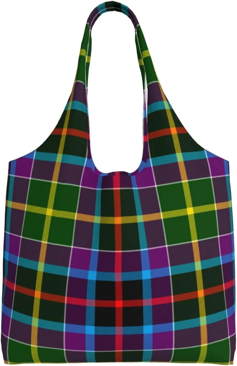 Canvas Shoulder Tote Bags For Women And Men, Reusable Grocery Bags, Large Capacity Glen Lyon District Tartan Printed