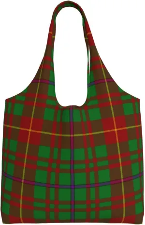Canvas Shoulder Tote Bags For Women And Men, Reusable Grocery Bags, Large Capacity Glen Lyon District Tartan Printed