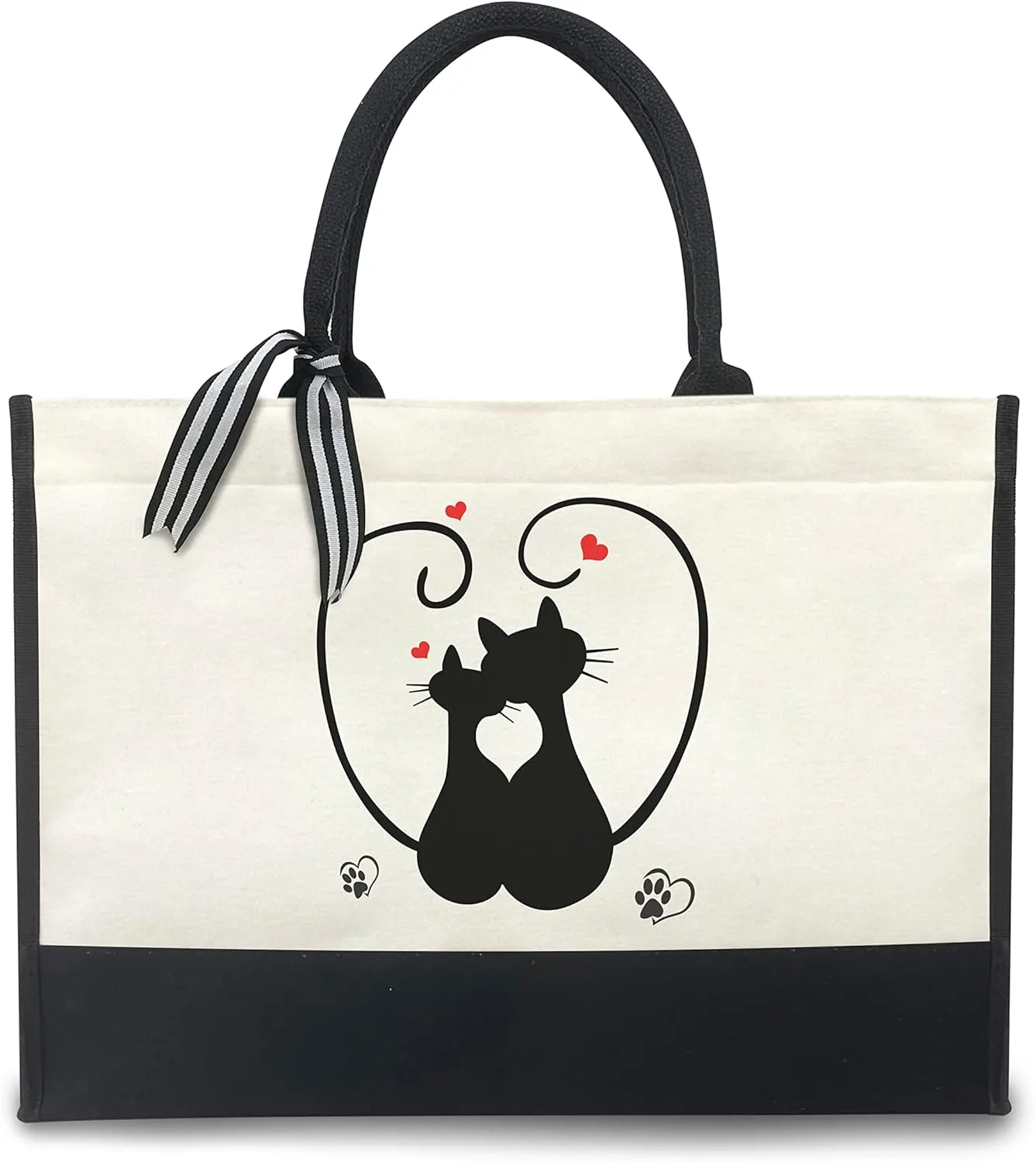 Canvas Tote Bag for Women - Beach Bag, Cat Lovers Tote, Bride & Bridesmaid Gift