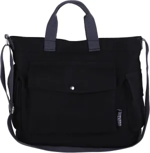 Canvas Tote Bag for Women with Multi Pockets Small Crossbody Shoulder Purse Handbag for Shopping Travel and Work (Small-Black), One Color, One Size