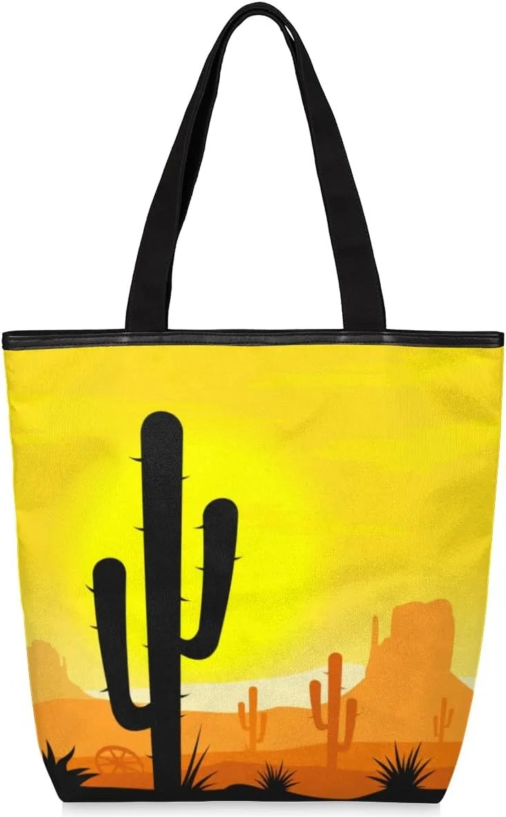 Canvas Tote Bag for Women with Zipper Large Capacity Bags with Inner Pocket Beach Bags Reusable Grocery Tote Bags