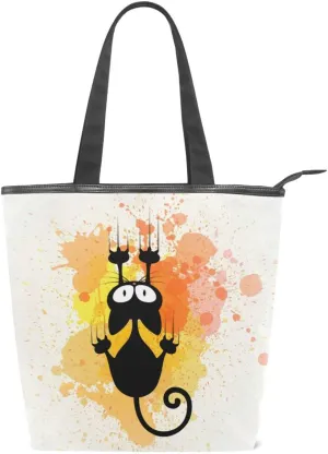 Canvas Tote Bag for Women with Zipper,Lady Tote Bag Canvas Tote Purse Canvas Handbag for Work Travel