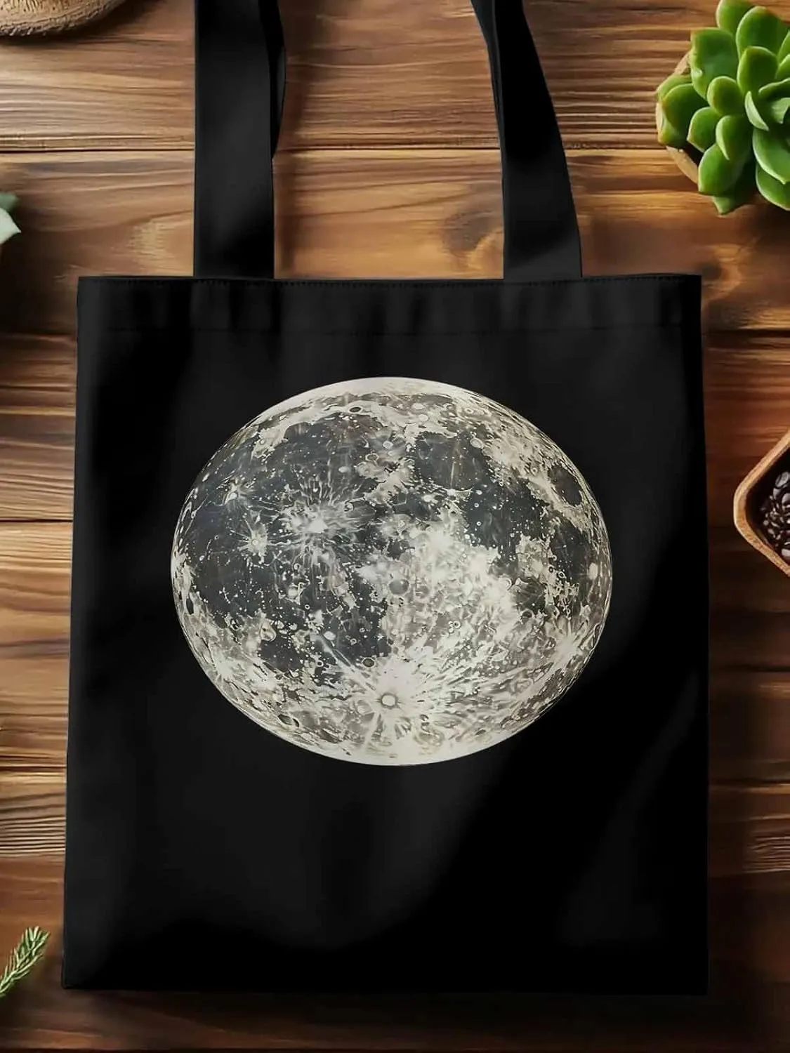 Canvas Tote Bag, Moon Aesthetic Canvas Tote Handbags for Women Shoulder Bag Earth Day