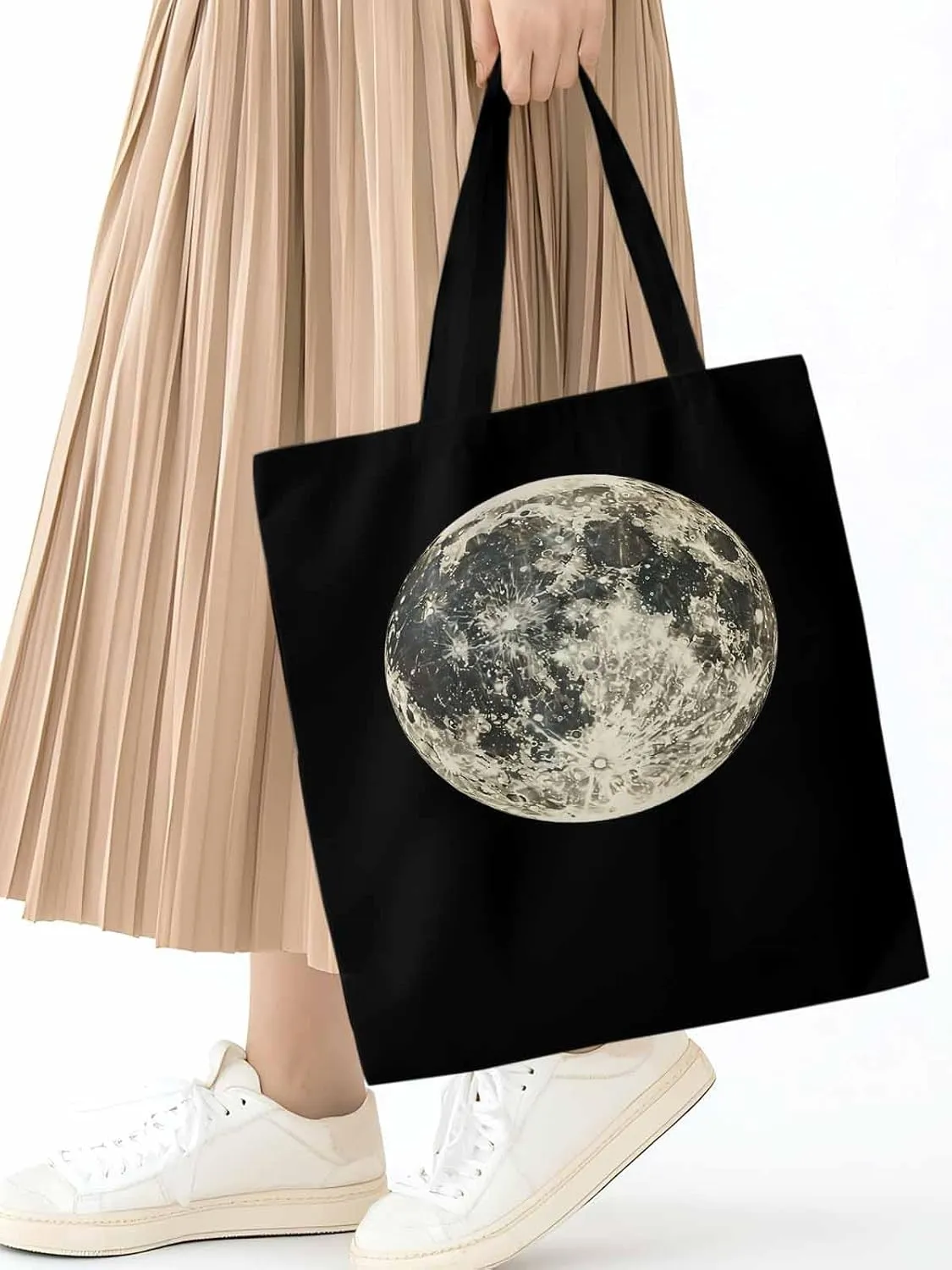 Canvas Tote Bag, Moon Aesthetic Canvas Tote Handbags for Women Shoulder Bag Earth Day