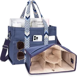 Canvas Tote Bag Set with Purse Bag Organizer Insert, Travel Tote Handbag Shoulder Bag with Zipper Crossbody Purse for Women