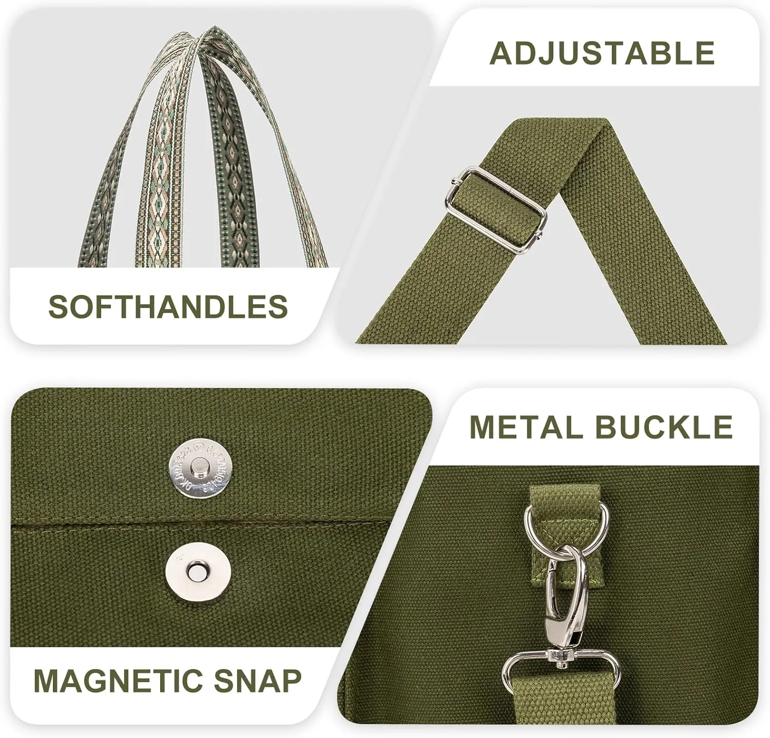 Canvas Tote Bag Set with Purse Bag Organizer Insert, Travel Tote Handbag Shoulder Bag with Zipper Crossbody Purse for Women