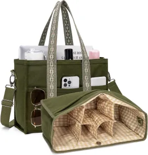 Canvas Tote Bag Set with Purse Bag Organizer Insert, Travel Tote Handbag Shoulder Bag with Zipper Crossbody Purse for Women
