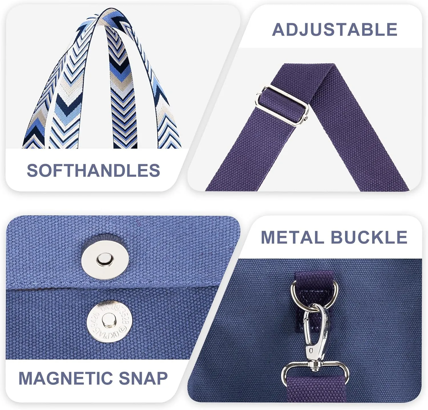 Canvas Tote Bag Set with Purse Bag Organizer Insert, Travel Tote Handbag Shoulder Bag with Zipper Crossbody Purse for Women