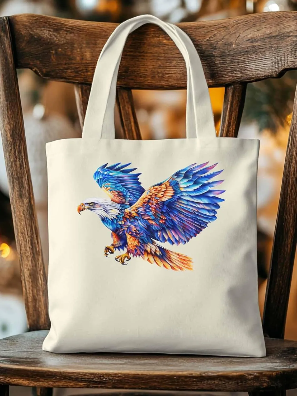 Canvas Tote Bag, Watercolor Ombre Eagle Aesthetic Canvas Tote Handbags for Women Shoulder Bag,