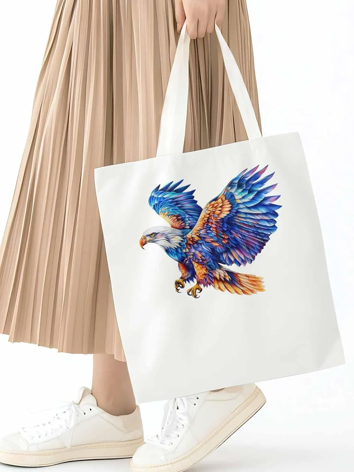 Canvas Tote Bag, Watercolor Ombre Eagle Aesthetic Canvas Tote Handbags for Women Shoulder Bag,
