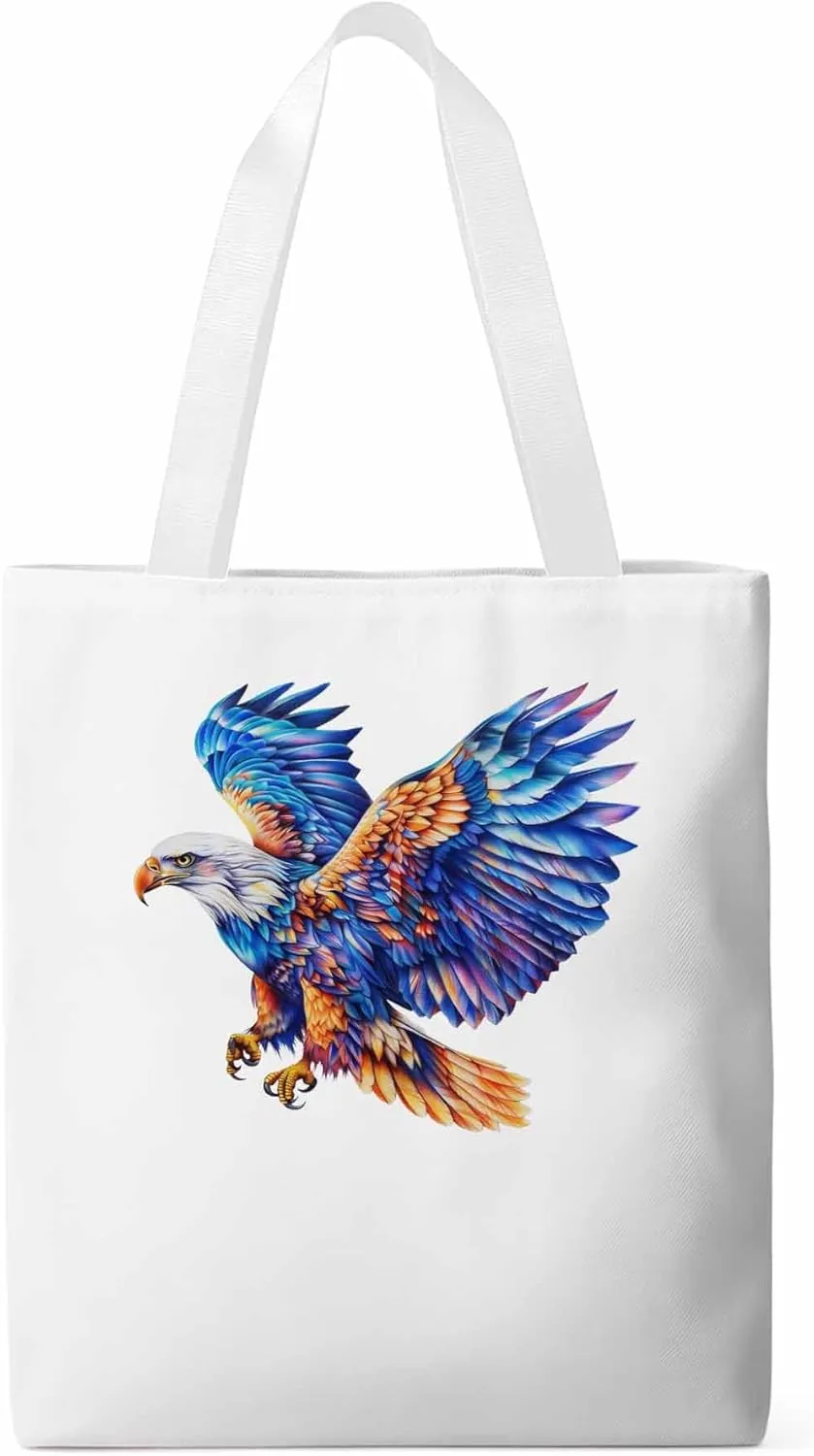 Canvas Tote Bag, Watercolor Ombre Eagle Aesthetic Canvas Tote Handbags for Women Shoulder Bag,