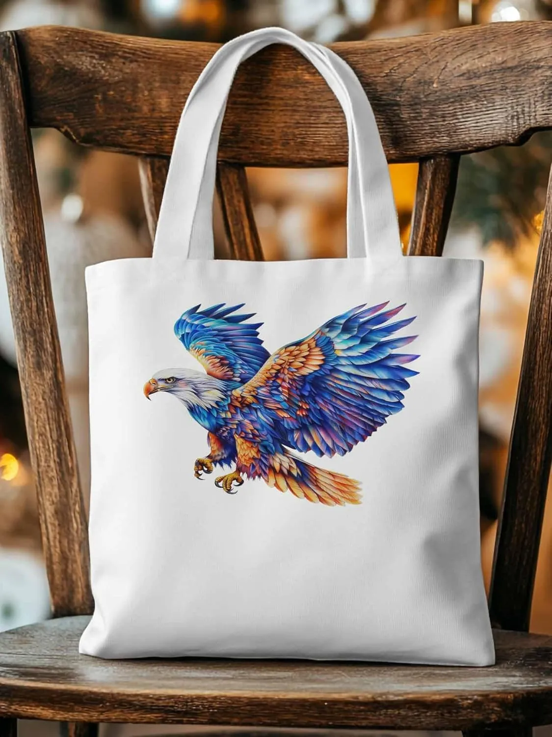Canvas Tote Bag, Watercolor Ombre Eagle Aesthetic Canvas Tote Handbags for Women Shoulder Bag,