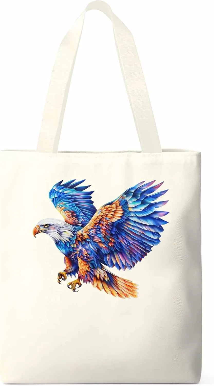 Canvas Tote Bag, Watercolor Ombre Eagle Aesthetic Canvas Tote Handbags for Women Shoulder Bag,