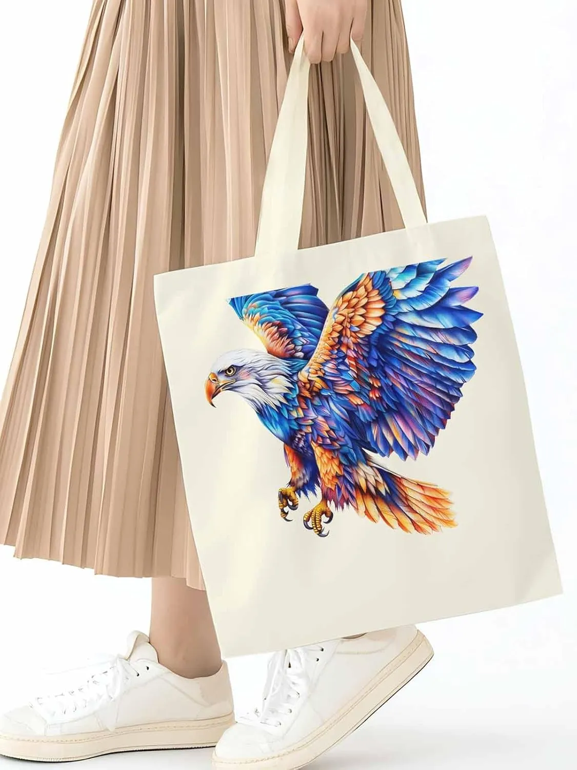 Canvas Tote Bag, Watercolor Ombre Eagle Aesthetic Canvas Tote Handbags for Women Shoulder Bag,