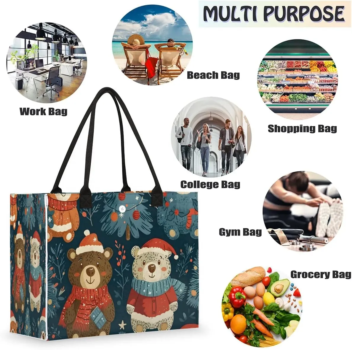 Canvas Tote Bags, Reusable Canvas Bags Use For Grocery Bags, Shopping Bags, Work, Daily Use