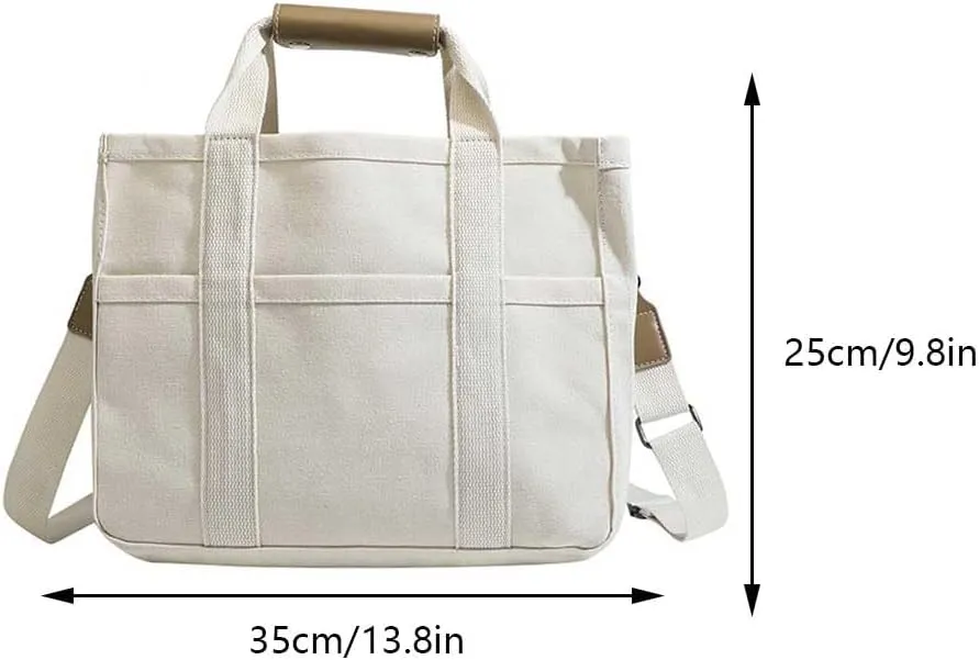 Canvas Tote With Multi Pockets for Women - Handbag, Mommy Bag, Casual Shoulder Crossbody With Compartments