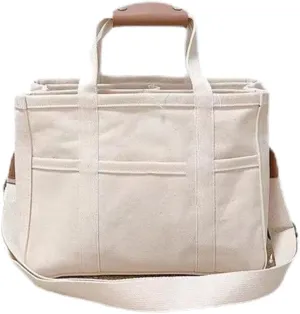 Canvas Tote With Multi Pockets for Women - Handbag, Mommy Bag, Casual Shoulder Crossbody With Compartments