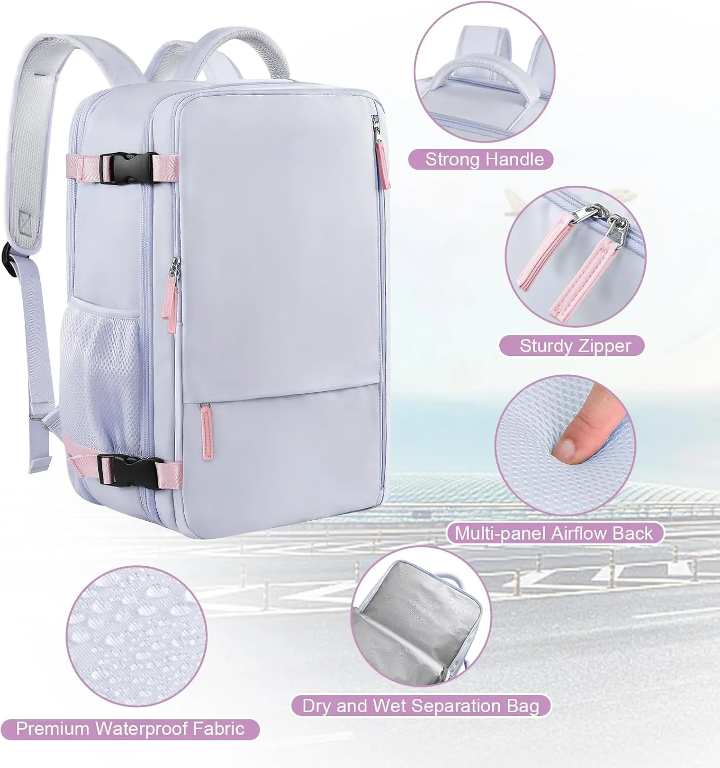 Carry on Backpack, Waterproof 17 Inch Laptop Backpack for Women, Flight Approved Backpack for Travel, College, Work