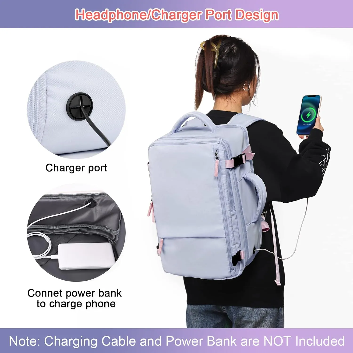 Carry on Backpack, Waterproof 17 Inch Laptop Backpack for Women, Flight Approved Backpack for Travel, College, Work